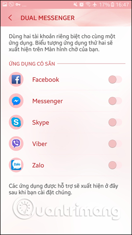 Ứng dụng chat trong Dual Messenger