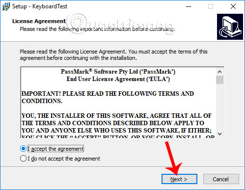 Điều khoản cài đặt KeyboardTest