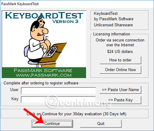Bản KeyboardTest tiêu dùng thử 