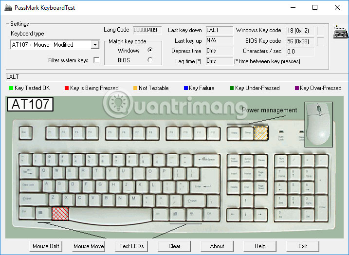Giao diện KeyboardTest