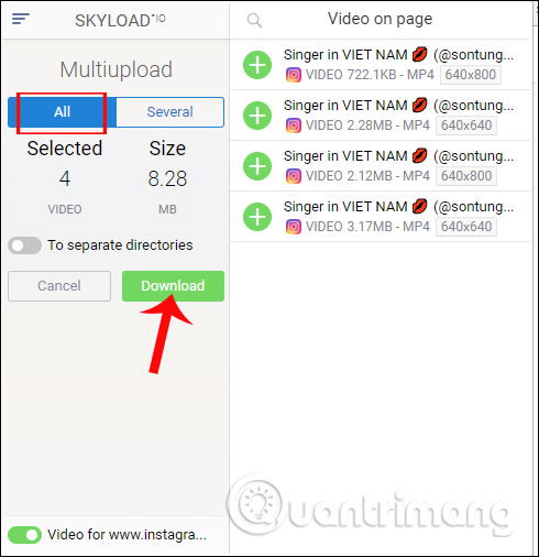 Skyload tải toàn bộ video
