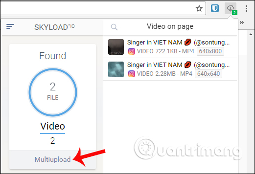 Nhấn chọn Multiupload