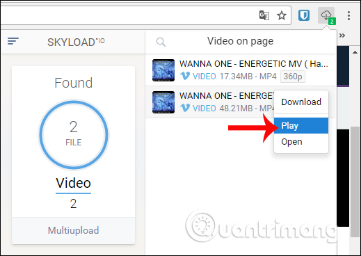 Tùy chọn video trên Skyload