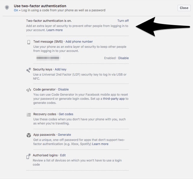 Xác thực hai yếu tố Facebook