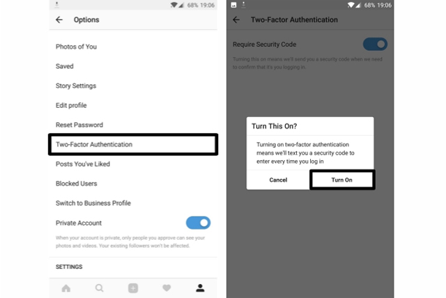 Bảo mật hai yếu tố Instagram
