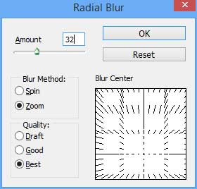 Thiết lập trong bảng Rafial Blur 