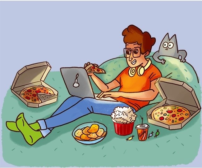 Dành quá nhiều thời gian xem TV và đồ ăn nhanh