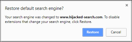 Cảnh báo khôi phục lại cài đặt từ Chrome