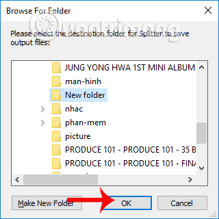Chọn thư mục lưu file đầu ra