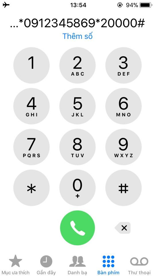 Chuyển tiền trực tiếp trên thao tác bàn phím 