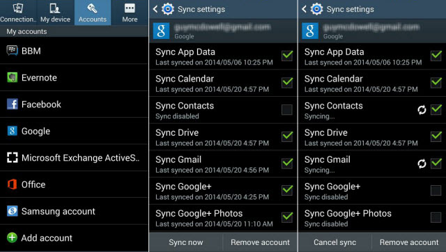 Chọn dữ liệu đồng bộ