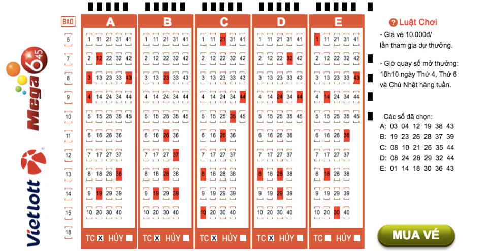 Xổ Số Tự Chọn Số Điện Toán Theo Ma Trận: Mega 6/45