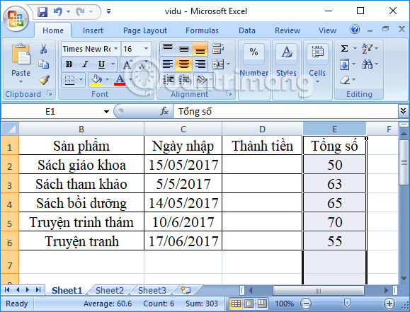 Chuyển vị trí cột Excel