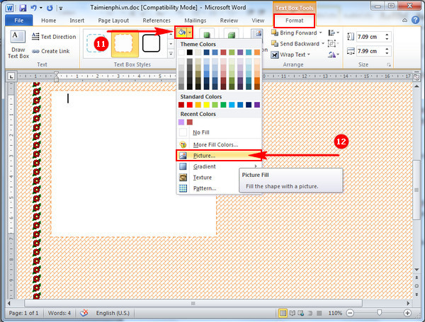 Chọn biểu tượng Theme Color để tăng phần sinh động