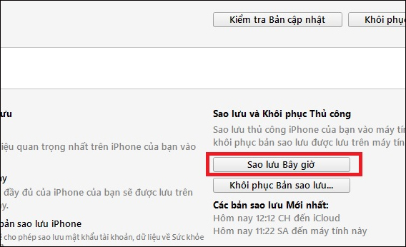 Sao lưu thiết bị iPhone
