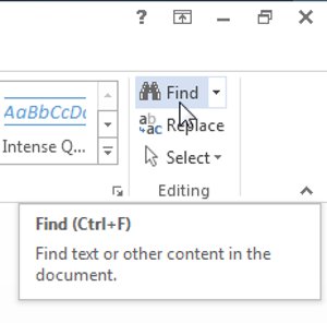 Từ tab Home, click chọn lệnh Find.