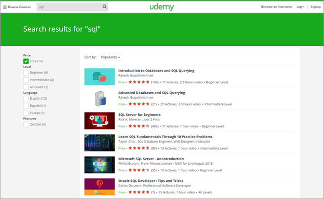 Trang web Udemy