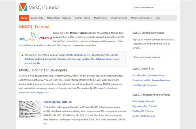 Trang web MySQL Tutorial
