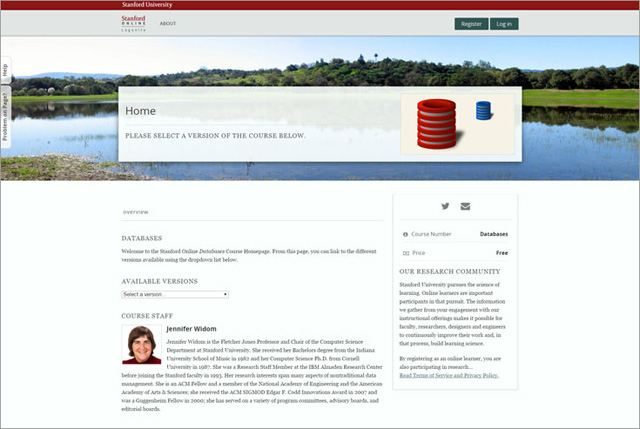 Trang web Stanford Database Course 