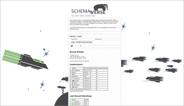 Trang web Schemaverse 