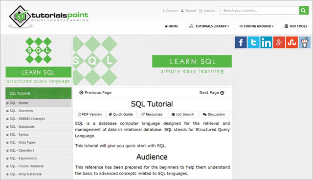 Trang web Tutorials Point