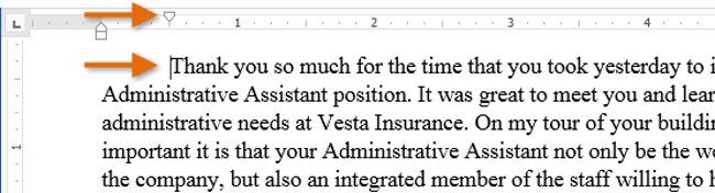 Nhấn vào ảnh để phóng to Dòng đầu tiên của đoạn đó sẽ được thụt lề.