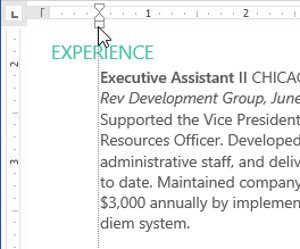 Nhấn vào ảnh để phóng to Nhấp, giữ và kéo dấu thụt lề mong muốn