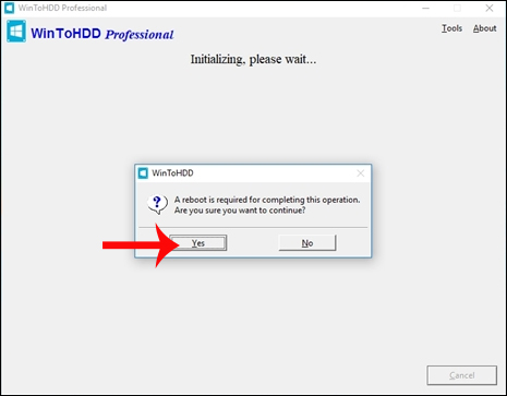 Cách cài Windows bằng WinToHDD không cần USB, DVD 13 Khởi động lại máy tính