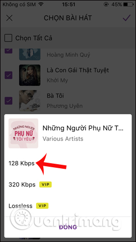 Chọn chất lượng 128 kbps
