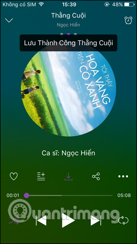 Thông báo tải bài hát xuống điện thoại