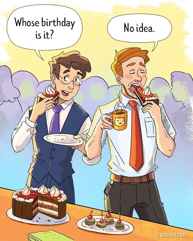 Ăn tiệc sinh nhật nhưng lại chẳng biết đó là sinh nhật ai cả.