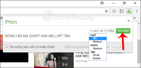 Tải video trên Youtube Google Chrome