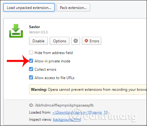 Chế độ ẩn danh trên Opera
