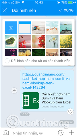 Chọn hình nền Zalo