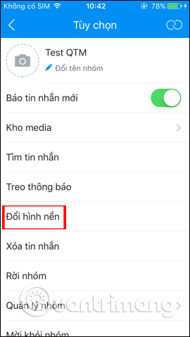 Đổi hình nền Zalo