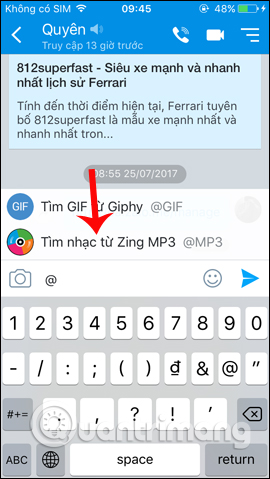Gửi bài hát trên Zalo