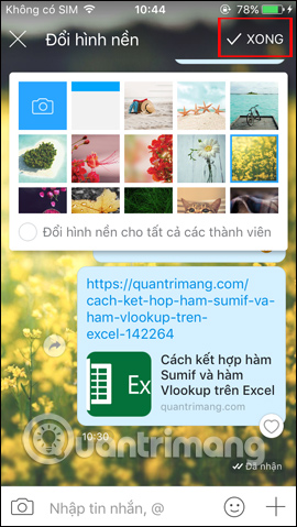 Lưu hình nền mới Zalo