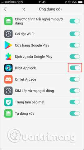 Cấp quyền cho IObit Applock