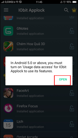 IObit Applock truy cập dữ liệu
