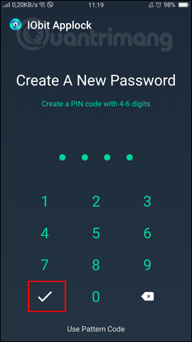 Tạo mật khẩu khóa ứng dụng 