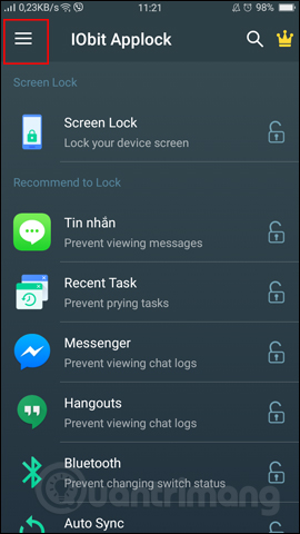 Giao diện chính IObit Applock