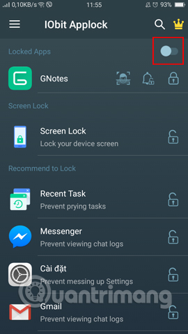 Tắt khóa ứng dụng bằng Face Lock