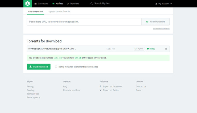 Trang web Bitport