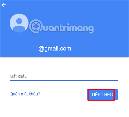 Đăng nhập mật khẩu email