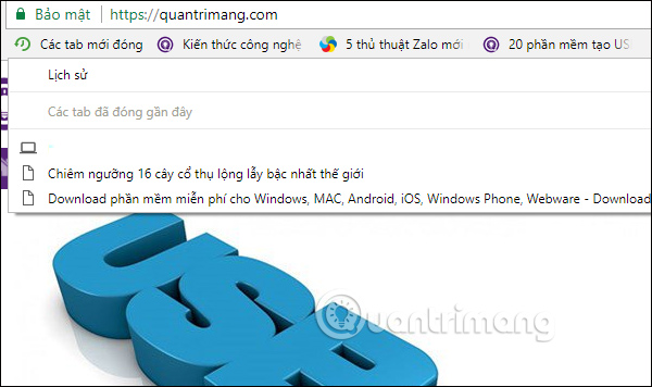 Các tab mới đóng trên Chrome