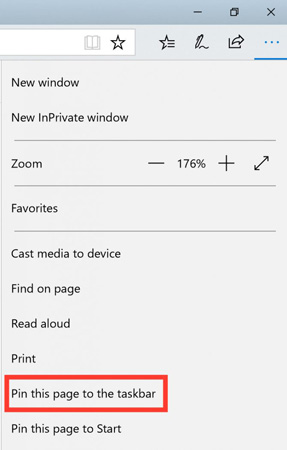Nhấp chọn Pin this page to the taskbar