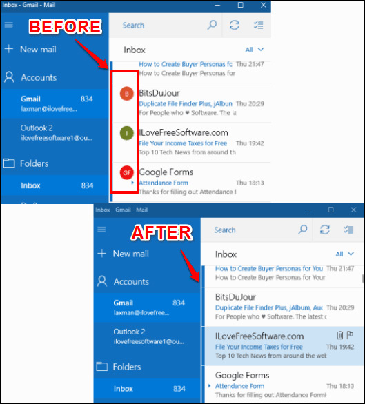 Ẩn ảnh người gửi Mail 
