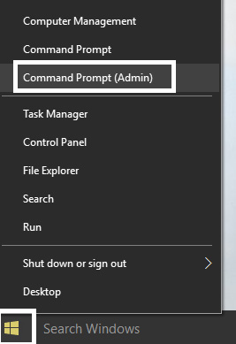 Chọn Command Prompt (Admin)