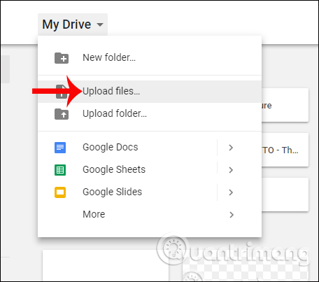 Tải file Excel lên Drive