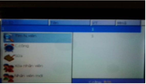 Giao diện màn hình quản lý trong máy chấm công Ronald Jack X628-C